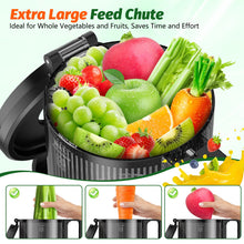 Load image into Gallery viewer, Cold Press Juicer, Masticating Juicer with 5.4" Wide Feed Chute, 350w Slow Juicer Machines Fit Whole Vegetables and Fruits,Juice Extractor Machine with High Juice Yield, Easy to Clean(Black)