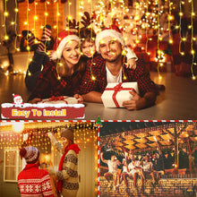 Load image into Gallery viewer, 131 FT 1280 LED Christmas Lights Outdoor Decorations Super Long Clear Wire String Lights Plug in 240 Drops 8 Modes Memory Timer Curtain Fairy Lights Waterproof for Holiday Wedding Party-Warm White