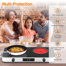 Load image into Gallery viewer, VBGK Cooktop,110V 2200W Stove with Knob Control,9 Power Levels, Kids Lock & Timer,LED touch control,Overheat Protection Stove Top,12 Inch desktop 2 burner cooktop