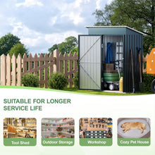 Load image into Gallery viewer, 5x3FT Vertical Outdoor Steel Storage Shed with Floor Frame, Lockable Doors, Compact Metal Tool Shed for Garden, Backyard, Patio, Utility, and Bike Storage