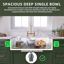 Load image into Gallery viewer, TUKTUK White Farmhouse Sink 33 inch Fireclay Apron Front Single Bowl Kitchen Sink Deep Drop In Farm Sink Undermount with Modern Style Luxury Accessory Kit