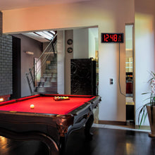 Load image into Gallery viewer, AcuRite Large Digital LED Oversized Wall Clock with Date and Temperature, Perfect for Home or Office (75127M), 14.5-Inch, Red