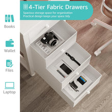 Load image into Gallery viewer, Lufeiya White Computer Desk with Drawers - 55 Inch Long Study Work Writing Desk for Home Office Bedroom, Simple Modern Cute PC Desks with Fabric Drawer, White