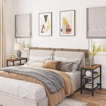 Load image into Gallery viewer, HOOBRO End Table, 3-Tier Narrow Side Table, Nightstand with 2 Flat or Slant Adjustable Shelves for Small Spaces, Hallway, Living Room, Bedroom, Sturdy, Easy Assembly, Rustic Brown and Black BF23BZ01G1