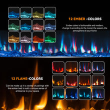 Load image into Gallery viewer, Manastin 60 inch Electric Fireplace in-Wall Recessed and Wall Mounted with Remote Control, 1500/750W Fireplace Heater (60-99ยฐF Thermostat) with 12 Adjustable Color, Timer, Log and Crystal
