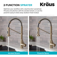 Load image into Gallery viewer, KRAUS Bolden Commercial Style 2-Function Single Handle Pull Down Kitchen Faucet in Spot-Free Antique Champagne Bronze, KPF-1610SFACB