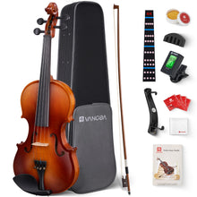 Load image into Gallery viewer, Vangoa Violin 4/4 Full Size Set Fiddle, Handcrafted Starter Acoustic Violins Kit with Solid Wood Side Board, Lightweight Hard Case for Beginners, Teens, Child, Kids Age 12+, Adults, Right Handed