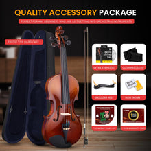 Load image into Gallery viewer, Pyle 1/2 Size Beginner Violin Starter Kit, Violin Starter Package with Travel Case & Bow, Extra Strings, Digital Tuner, Shoulder Rest & Cleaning Cloth for Students, Kids, Adults