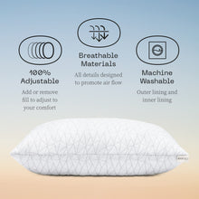 Load image into Gallery viewer, Coop Home Goods Original Adjustable Pillow, King Size Bed Pillows for Sleeping, Cross Cut Memory Foam Pillows - Medium Firm Back, Stomach and Side Sleeper Pillow, CertiPUR-US/GREENGUARD Gold