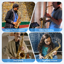 Load image into Gallery viewer, Wireless Saxophone Microphone System for Beginners: UHF Rechargeable Instruments Microphone Receiver and Transmitter - 160ft Range. Plug and Play - Clip-on Mics Suitable for Sax Trumpet, Trombone