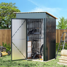 Load image into Gallery viewer, 5x3FT Vertical Outdoor Steel Storage Shed with Floor Frame, Lockable Doors, Compact Metal Tool Shed for Garden, Backyard, Patio, Utility, and Bike Storage