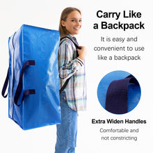 Load image into Gallery viewer, VELVETSURE Heavy Duty Extra Large Moving Bags W/Backpack Straps - Strong Handles & Zippers, Storage Totes For Space Saving, Fold Flat, Alternative to Box and Bin (Set of 6, Multicolor)