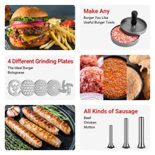 Load image into Gallery viewer, Metal Food Grinder Attachment for KitchenAid Stand Mixers HOZODO Meat Grinder, Sausage Stuffer, Great Attachment for KitchenAid Mixers, Including 3 Sausage Stuffer Accessory, Kitchen aid Meat Grinder