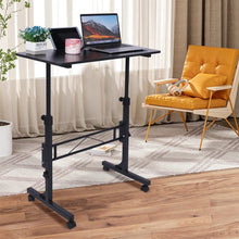 Load image into Gallery viewer, Standing Desk Adjustable Height, Mobile Stand Up Desk with Wheels Small Computer Desk Rolling Desk, Portable Laptop Desk Black Standing Table Sit Stand Home Office Desks 16"x31.5" Height 27"-43.5"
