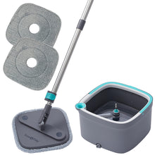 Load image into Gallery viewer, True & Tidy True Clean Mop and Bucket System, Includes Square Spin Mop, Dual Compartment Mop Bucket and 2 Thick Machine Washable Mop Pads (Spin Mop)
