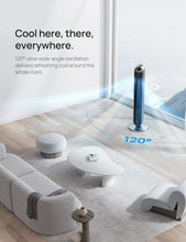 Load image into Gallery viewer, Dreo Tower Fan for Bedroom, 42 Inch 120° Oscillating Fan, 25dB Quiet DC Motor, 27ft/s Velocity Bladeless Standing Fan with 12 Speeds, 4 Modes, 12H Timer Cooling Fans for Home, Living Room, Pilot Max S