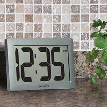 Load image into Gallery viewer, AcuRite 75102RM 9.5" Large Digital Clock with Intelli-Time Technology,Siliver,6-inch height x 9.5-inch width x 1.8-inch depth