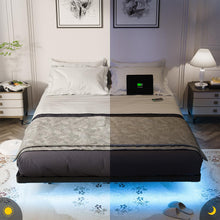 Load image into Gallery viewer, OLEVS Floating Bed Frame Queen Size with Smart LED Lights and Charging Station - Modern Metal Platform Bed, Easy Assembly No Box Spring Needed