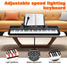 Load image into Gallery viewer, AQNIEGEP 61 Key Keyboard Piano for Beginners Electric Piano Keyboard Music Keyboard w/Stand, Bench, Microphone, Headphones, Piano Bag,Note Stickers,Light Up Keyboard, LED Screen, Dual-Speakers