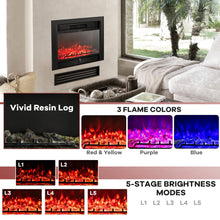 Load image into Gallery viewer, Giantex 28.5" Electric Fireplace Insert, Wall Recessed/Mounted, Freestanding Fireplace with Remote Control, 3 Color Adjustable Flames, 2 Modes Heat, 8 H Timer, 5 Brightness Settings, 750/1500W Heater