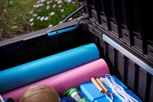 Load image into Gallery viewer, Keter Outdoor Storage Deck Box, 150 Gallon Resin Patio Bin & Bench, Wood Grain, Brown