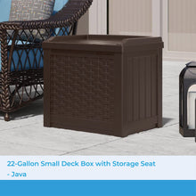 Load image into Gallery viewer, Suncast 22 Gallon Small Resin Storage Seat, Java, SSW600J