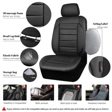 Load image into Gallery viewer, CAR PASS Leather Seat Covers Full Set Universal Water Resistant 3D Foam Back Support, Luxury Comfort Automotive 5 Seat Covers All Season Fit for SUV,Sedan,Van, Airbag Compatible Elegance(Pure Black)