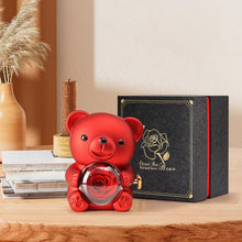 Load image into Gallery viewer, Cute Teddy Bear with Preserved Rose - A Real Rose Flower in Bear with Elegant Gift Box - Romantic Gift for Her in Valentine's Day, Mother's Day, Weddings, Anniversaries, and Bridal Showers (Red)