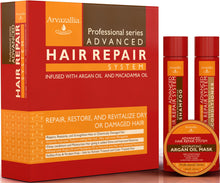 Load image into Gallery viewer, Advanced Hair Repair Shampoo and Conditioner Set with Argan Oil and Macadamia Oil by Arvazallia - Sulfate Free Shampoo, Conditioner, and Deep Conditioner Hair Mask System for Dry or Damaged Hair
