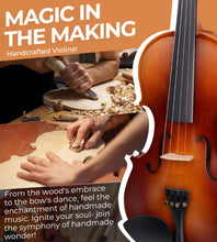 Load image into Gallery viewer, Vangoa Violin 4/4 Full Size Set Fiddle, Handcrafted Starter Acoustic Violins Kit with Solid Wood Side Board, Lightweight Hard Case for Beginners, Teens, Child, Kids Age 12+, Adults, Right Handed