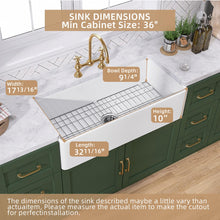 Load image into Gallery viewer, TUKTUK White Farmhouse Sink 33 inch Fireclay Apron Front Single Bowl Kitchen Sink Deep Drop In Farm Sink Undermount with Modern Style Luxury Accessory Kit