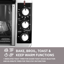 Load image into Gallery viewer, BLACK+DECKER 8-Slice Extra Wide Convection Toaster Oven, Fits 9"x13" Oven Pans and 12" Pizza, Bake, Toast, Broil, and Keep Warm Functions, Countertop Compact Design with Stainless Steel Finish