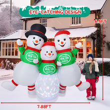 Load image into Gallery viewer, Dawdix Christmas Inflatable Snowman Family Decoration, 6.5 x 8 FT Christmas Blow Up Snowman Outdoor Decorations with Rotating Light, Xmas Inflatable for Indoor Outdoor Yard Lawn Garden Party