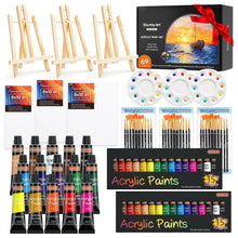 Load image into Gallery viewer, Shuttle Art 69 Pack Acrylic Paint Set, Acrylic Painting Set with 2 Pack of 15 Colors Acrylic Paint, 3 Sets of Wooden Easels, Canvas, Brushes & Palettes, Art Painting Supplies for Kids Adults Beginner