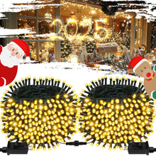 Load image into Gallery viewer, OZS Connectable Warm White Christmas Lights Outdoor Indoor, 2Pack 164ft 400 LED Christmas Tree Lights, Waterproof 8 Modes Green Wire String Lights for Holiday Party Christmas Decorations