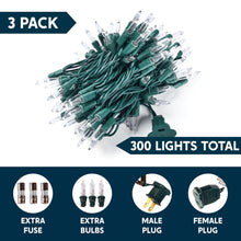 Load image into Gallery viewer, Joiedomi Clear Christmas Lights Outdoor,300(3x100) Count Christmas Tree Lights,64.5FT Warm White String Lights with Green Wire,Xmas Decorations for Indoor Party House Garden Yard Home