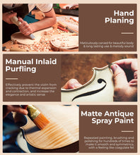 Load image into Gallery viewer, Violin 4/4 Full Size Set, Fiddle Solid Wood for Professional Intermediate Beginners Adults Teens Student Acoustic Violins Kit with Ebony Fittings, Hard Case, 2Pcs Violin Bow by Vangoa