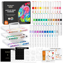 Load image into Gallery viewer, Shuttle Art Automatic Ink Control Acrylic Paint Markers, 36 Colors Brush Tip Acrylic Paint Pens for Rock Painting, Ceramic, Wood, Canvas, Glass, Stone, Fabric, Card Making, DIY & Art Supplies