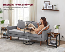 Load image into Gallery viewer, VASAGLE End Table with Charging Station, Set of 2, Small Side Tables for Living Room, Bedroom, Nightstand with Outlets and USB Ports, Bedside Table with Storage Shelf, Rustic Brown and Black