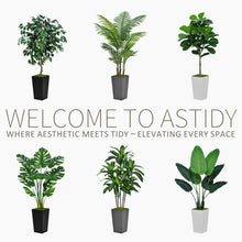 Load image into Gallery viewer, ASTIDY Artificial Palm Tree 5FT - Fake Tree with White Tall Planter - Faux Tropical Areca Floor Plant in Pot - Artificial Silk Plant for Home Office Living Room Decor Indoor