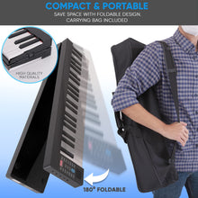 Load image into Gallery viewer, Pyle Electric Keyboard Piano 88 Keys - Portable Foldable Digital Piano Keyboard With Bluetooth, 128 Rhythms/Tones,Semi weighted keys, Sustain Pedal, Piano Bag - for Beginners, Kids,Adult -PKBRD8100