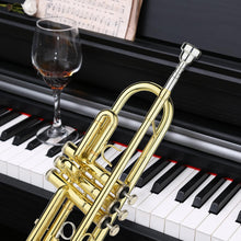 Load image into Gallery viewer, Fesley Bb Standard Trumpet Set: Brass Trumpets for Beginner Student, Brass Trumpet Instrument with 7C Mouthpiece, Hard Case, Cleaning Kit (Golden)