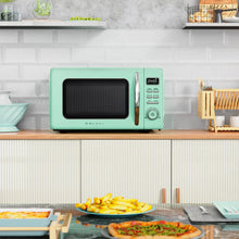 Load image into Gallery viewer, Galanz GLCMKZ07GNR07 Retro Countertop Microwave Oven with Auto Cook & Reheat, Defrost, Quick Start Functions, Easy Clean with Glass Turntable, Pull Handle.7 cu ft, Green