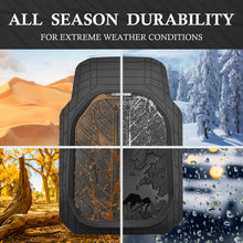 Load image into Gallery viewer, CAR PASS DeepDish Floor Mats for Cars, Heavy Duty Rubber Car Mats 3-Piece, Universal M~XL Size Trim-to Fit Automotive Floor Mats for Truck Van SUV Durable Waterproof All Weather Car Mats (Solid Black)