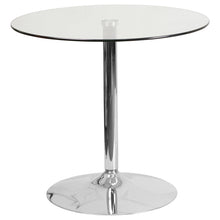 Load image into Gallery viewer, Flash Furniture Hills 31.5'' Round Glass Dining Table with 29''H Chrome Base, Decorative Narrow Round Tempered Glass Cocktail Table, Clear/Silver