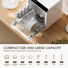 Load image into Gallery viewer, NOVETE Portable Countertop Dishwashers, Compact Dishwashers with 5 L Built-in Water Tank & Inlet Hose, 5 Washing Programs, Baby Care, Air-Dry Function and LED Light for Small Apartments