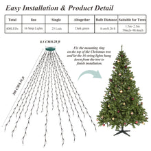 Load image into Gallery viewer, aneeway Christmas Tree Lights, 400 LED Christmas Lights with 8 Light Modes & Memory Function, 6.6FT x 16 String Lights with Timing Function & Remote Control for Christmas Decorations - Warm White