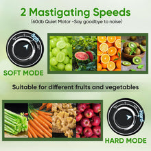 Load image into Gallery viewer, COZII Cold Press Juicer,Slow Masticating Juicer Soft/hard Mode & Quiet Motor,3.6 Inch Large Feed Chute For Vegetable and Fruit,Easy to Clean 150W Juicer Machines,Dishwasher Safe,High Juice Yield