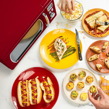 Load image into Gallery viewer, Nostalgia Mid-Century Retro Countertop Microwave Oven - Large 900-Watt - 0.9 cu ft - 8 Pre-Programmed Cooking Settings - Digital Clock - Kitchen Appliances - Red