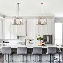 Load image into Gallery viewer, Klgxnrd 6-Light Modern Farmhouse Brushed Nickel Chandelier, Industrial Pendant Lights Kitchen Island, Hanging Dining Room Light Fixture, Metal Geometric Chandelier for Bedroom Hallway Entryway